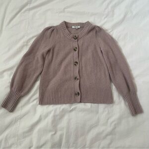 Madewell Puff Long-Sleeve Fluffy Knit Cardigan in Mauve